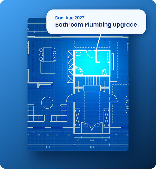 Blueprint-style home plumbing upgrade plan