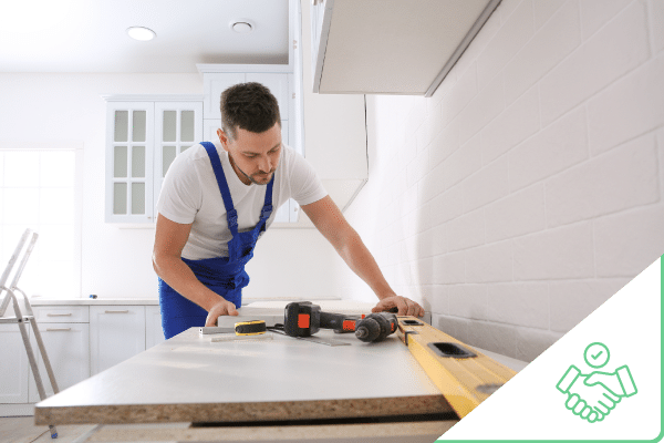 Man holding grab bar